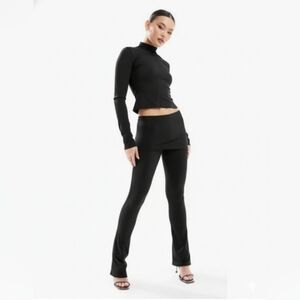 Murci | Wide Fold-down Waist Yoga Pants US 4 Black